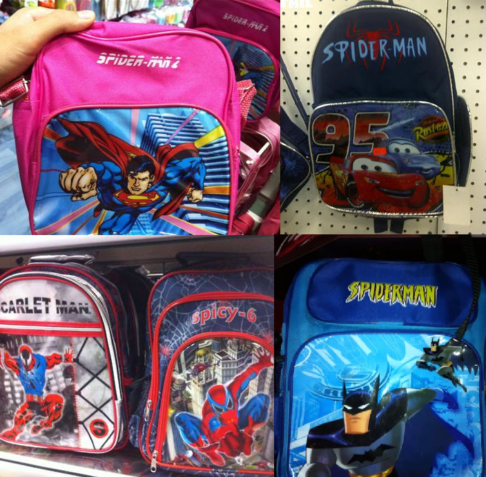 18 aberraciones Marvel halladas en bazares chinos 1.-MOCHILAS-FAIL