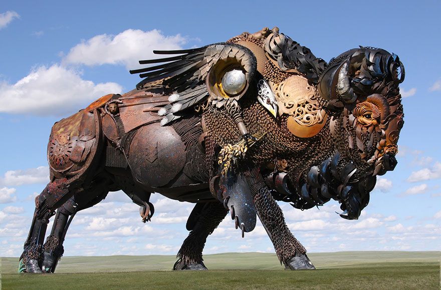 Un artiste transforme d’anciens équipements de ferme en de fabuleuses sculptures d’animaux.  Welded-scrap-metal-sculptures-john-lopez-19