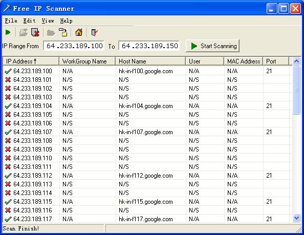      Eusing Free IP Scanner v2.5 Portable   MainInterface