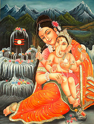 கணேச ருணஹர ஸ்தோத்ரம் Baby_ganesha_seated_in_the_lap_of_mother_parvati_or79