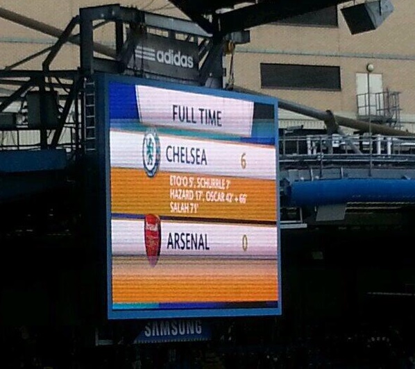 Arsenal FC 6-0-Chelsea-Scoreboard