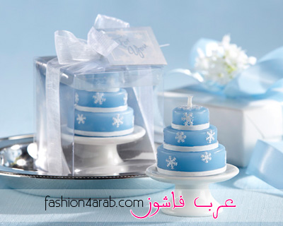 افكار لهدايا و تذكارات الزفاف الشتوية SnowflakeCakeCandle-L