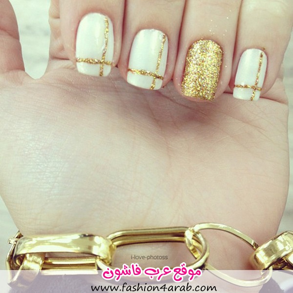 موضه صيف 2013: رسومات مبدعة لموضة طلاء الاظافر Cute-fashion-gold-nails-Favim.com-659488