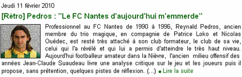 Pedros : "Le FC Nantes d'aujourd'hui m'emmerde" Actu00033