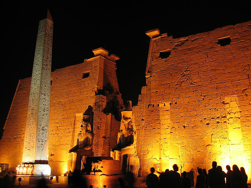 هى دى مصر ... هى دى بلدى ! Luxor-temple-at-night-the-light-show-creates-an-eerie-spectacle-as-the-temple-is-lit-up-and-the-statues-and-obelisk-are-featured