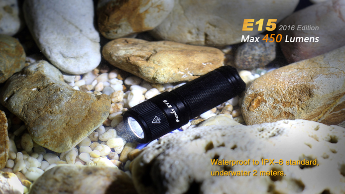 Fenix E15 2016 Edition High-performance EDC flashlight Max 450 Lumens compatible with one 16340 Li-ion battery and CR123A 201511121517449668