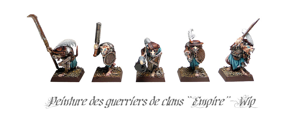 PEINTURE & DÉCORS - Les travaux du vénérable Zaïus - Page 2 Armee-skavens-wip-peinture-guerriers-des-clans-empire-front