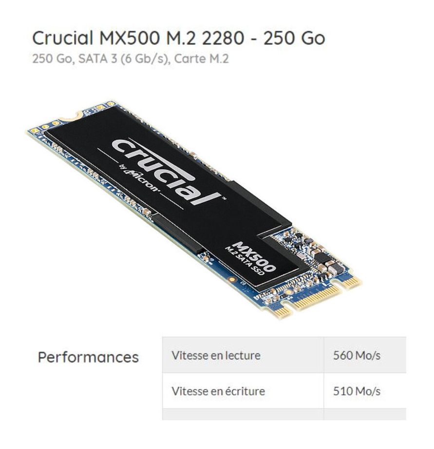 [DOSSIER] Disque SSD, PCI-E NVMe : performances augmentées et baisse de prix Crucial%20MX500%20M.2%202280%20-%20250%20Go