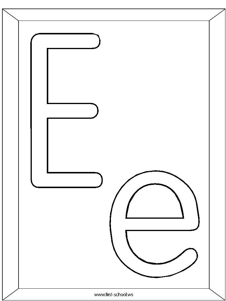 الحروف الانجليزية للتلوين Letter-e