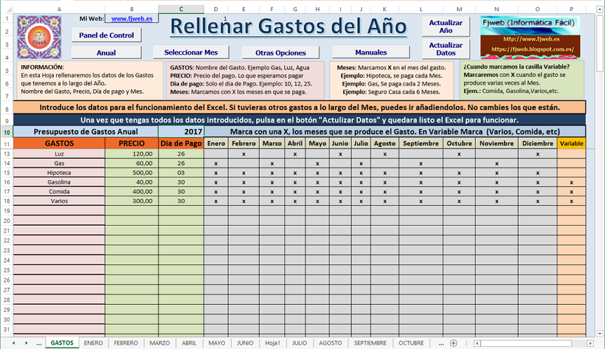 Gastos Casa 2017 - Archivo Excel que controla los gastos de Casa 014Gastos