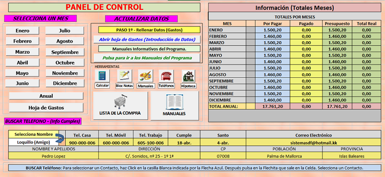 Gastos Casa 2017 - Archivo Excel que controla los gastos de Casa PanelControl