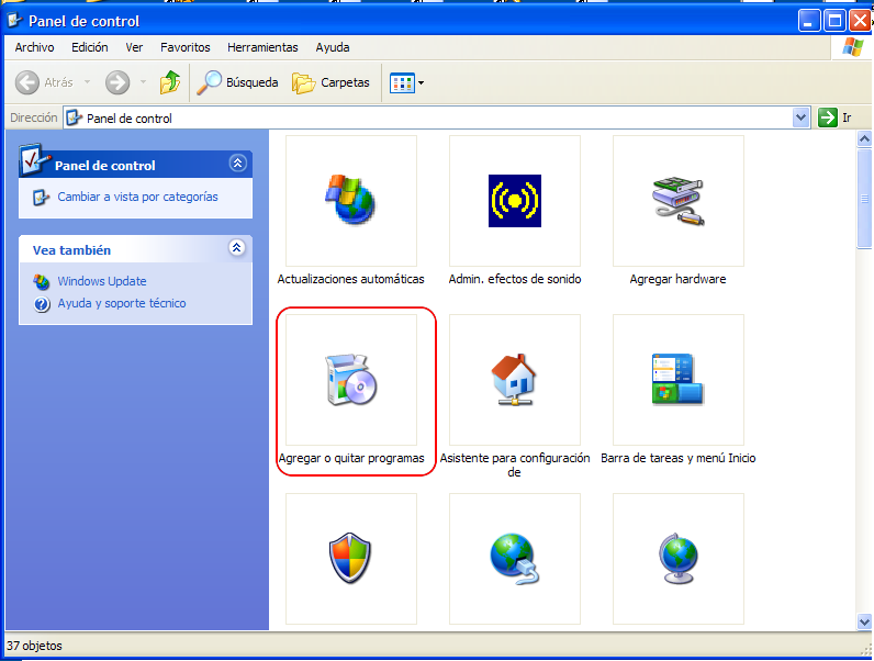 Paso 1º - Desinstalación de Programas  02xpPControlA