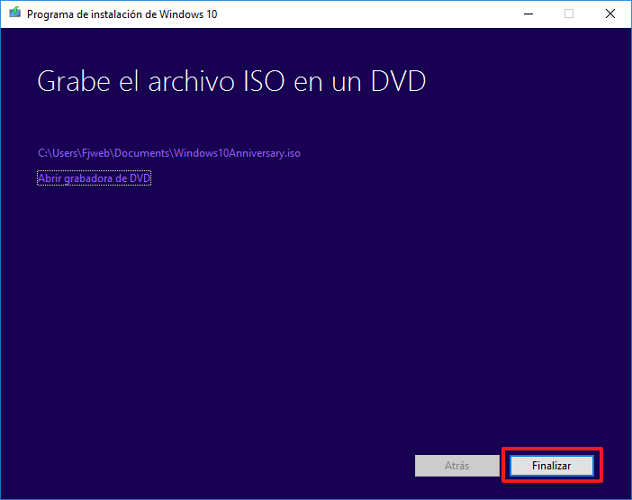 Creación de Medios de Instalación de Windows 10 ( DVD -ISO -Pendrive) IMG115