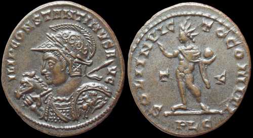 Follis de Constantino I (anverso NOT IN RIC) - SOLI INVICTO COMITI - Lyon 7lyo-22