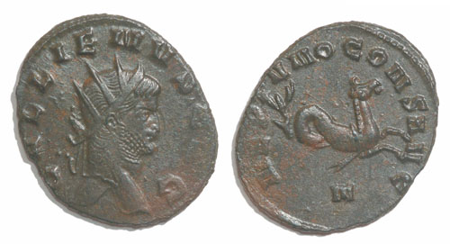 Antoniniano de Galieno. NEPTVNO CONS AVG. Roma Gallien_hippocampe
