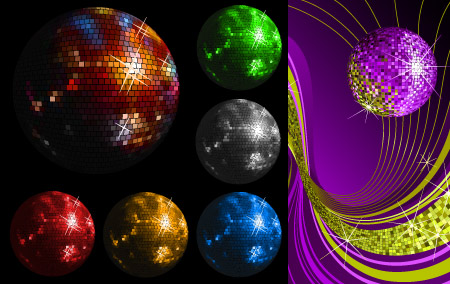 مجموعة كبيرة من الفكتـور [ vector ] بإلـوان وأشكـال مختلفـة  Free-disco-crystal-ball-vectors