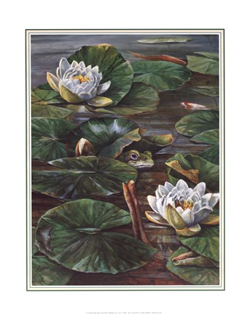 Les FLEURS  dans  L'ART - Page 12 Pat-durgin-frog-in-lily-pond-size-16x20