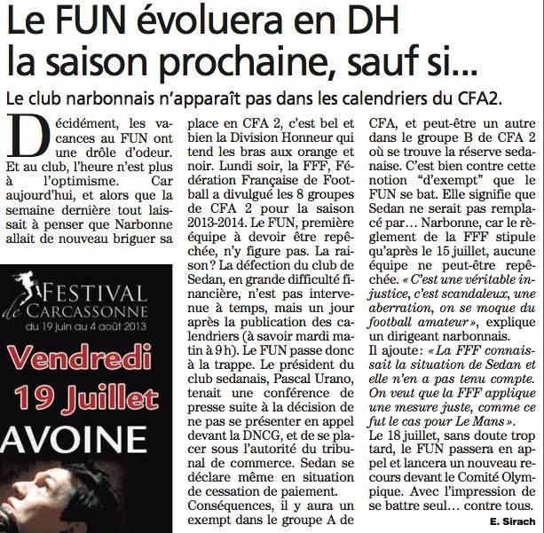 FU NARBONNE //  DH LANGUEDOC ROUSSILLON - Page 16 Article_independant_du_18.07