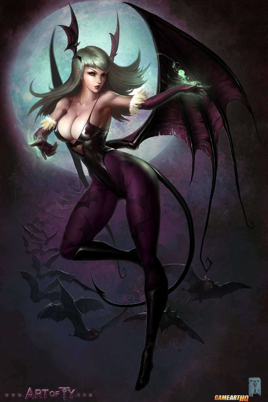 -LUNAS-MOONLIGHT - Página 9 Morrigan-Sexy-Illustration-Game-Art