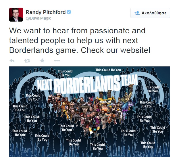 Έτοιμοι για το Borderlands 3! Gearbox-twitter