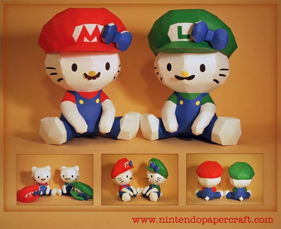 cosas random - Página 2 Hellokitty-mario-papercraft