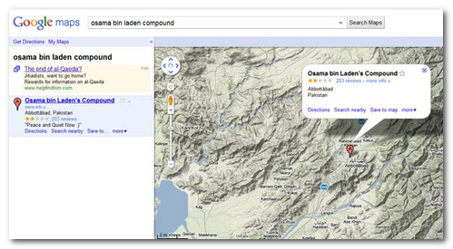 Impatto Web: La morte di Bin Laden supera quella di MJ Bin-Laden-Google-Maps