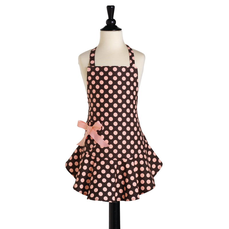 تشكيلة مآزر المطبخ روعة JessieSteele_brownpinkpolkadot_kids