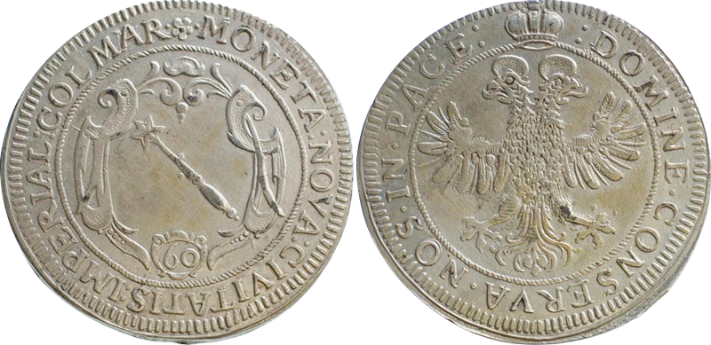 44. Guldentaler (60 Kreuzer) 1667-1705, avec mention de "ville impériale", municipalité de Colmar  Guldentaler2