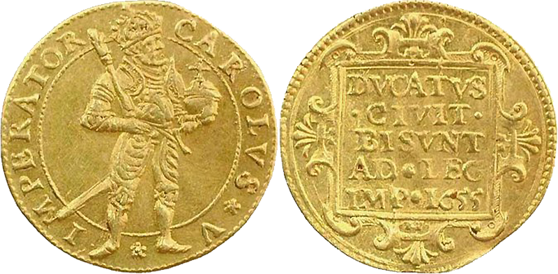 43. Demi-ducat, 1655, de la ville impériale de Besançon, règne de Philippe II, roi d'Espagne (1554-1598)   43DemiDucat1655b