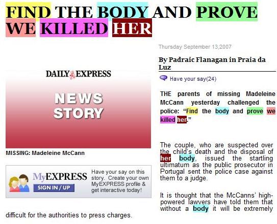 Jane Tanner: Who wrote your script? 13-09-07-express1-Find-the-body-and-prove-we-killed-her