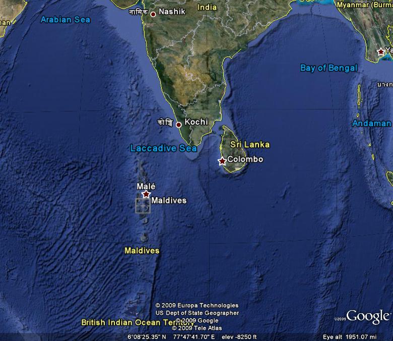 Misteri rreth aeroplanit të zhdukur Malajzian po rritet dita-ditës Maldives-india-sri-lanka-map
