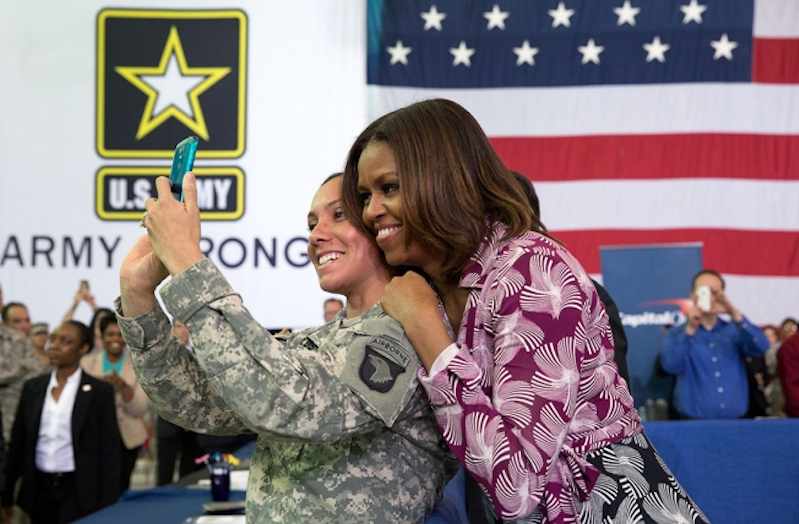 Sweetest Moments From the Obama Years In Photos (2009-2017) Michelle_Obama_with_soldier-WHphoto