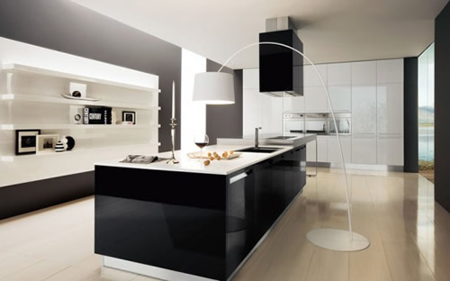 امتزاج الاسود والابيض  Glossy-black-and-white-kitchen-diana-by-futura-cucine2