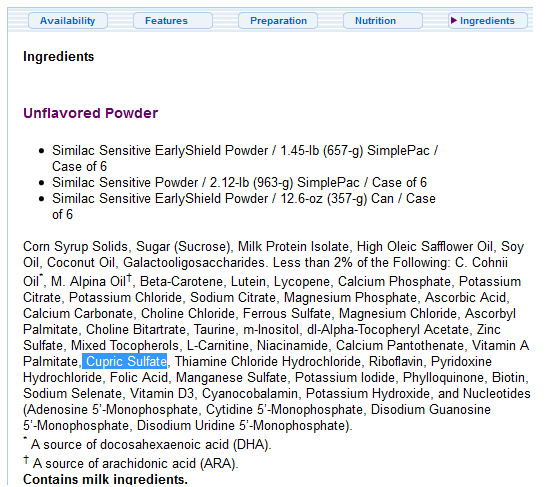 Why Is Pesticide Used As An Ingredient In Infant Formula? Similac_sensitive_ingredients