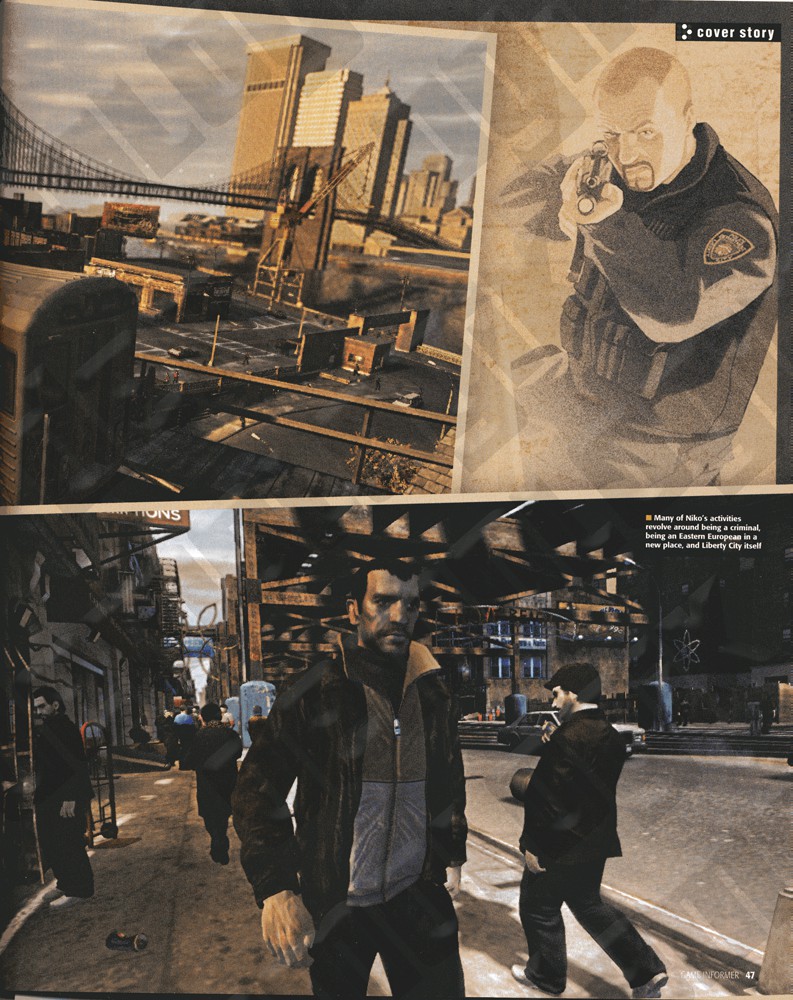 10 pages sur  gta4 dans le magazine Game Informer GTAIV_41007_DMK_Page_06