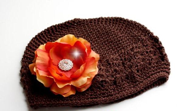 قبعات رووووعة KK-OrangeCabbageRosefloweronbrownhat-600