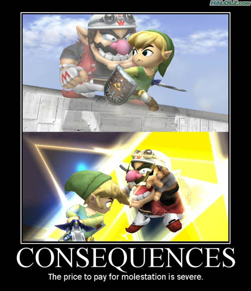 You laugh, You lose Halolz-dot-com-supersmashbrosbrawl-toonlink-wario-consequences