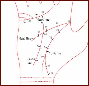 Timing techniques - for the hand lines Palmistry-timing-modern