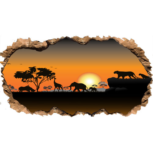 Pour Kufa Sticker-adhesif-mural-savane-africaine-382275