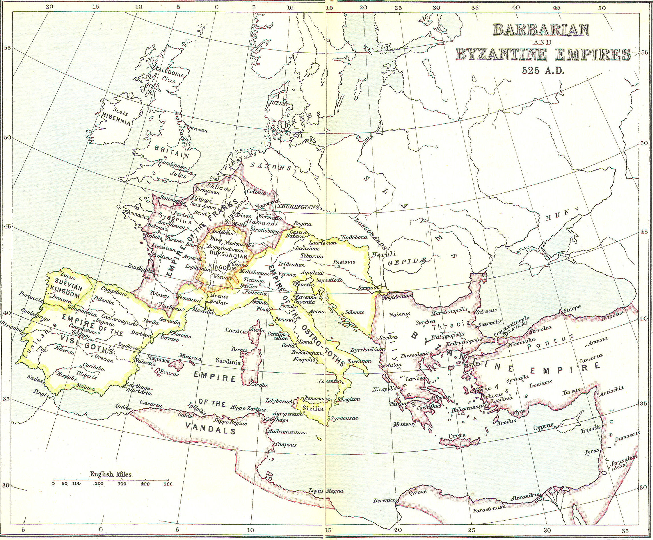 Maps of ancient Byzantine Empire or Eastern Roman Empire "Hartat te Perandorise Bizantine" Eur011