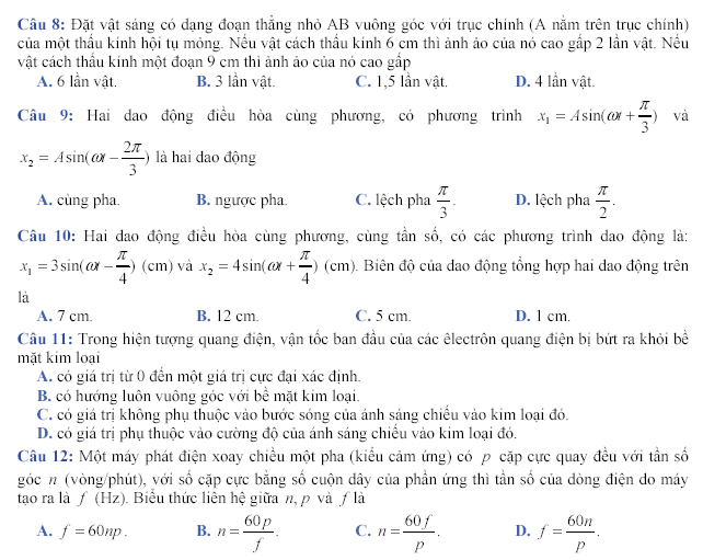 Gợi ý giải đề thi môn Vật lý, kỳ thi tốt nghiệp THPT 2008 Hinh304