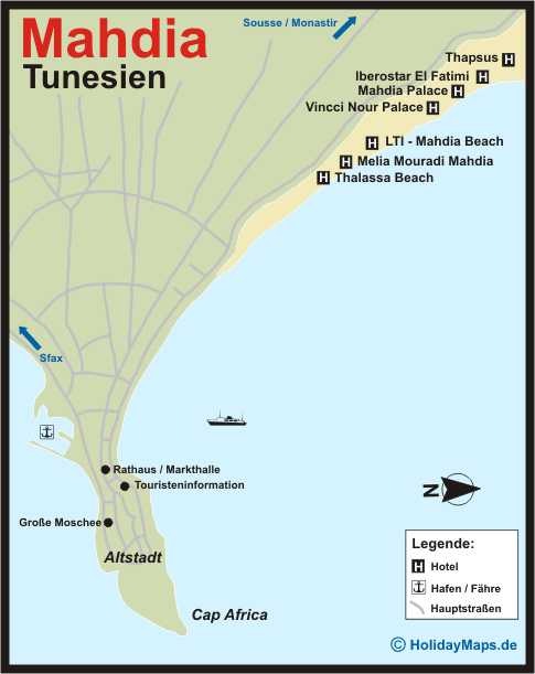 Mahdia - Mahdia:  la carte Mahdia