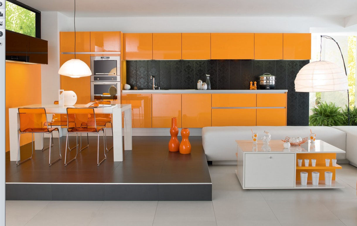 ضع لونك المفضل والعضو الثاني يجين صورة اثاث على اللون .....  - صفحة 4 Orange-kitchen