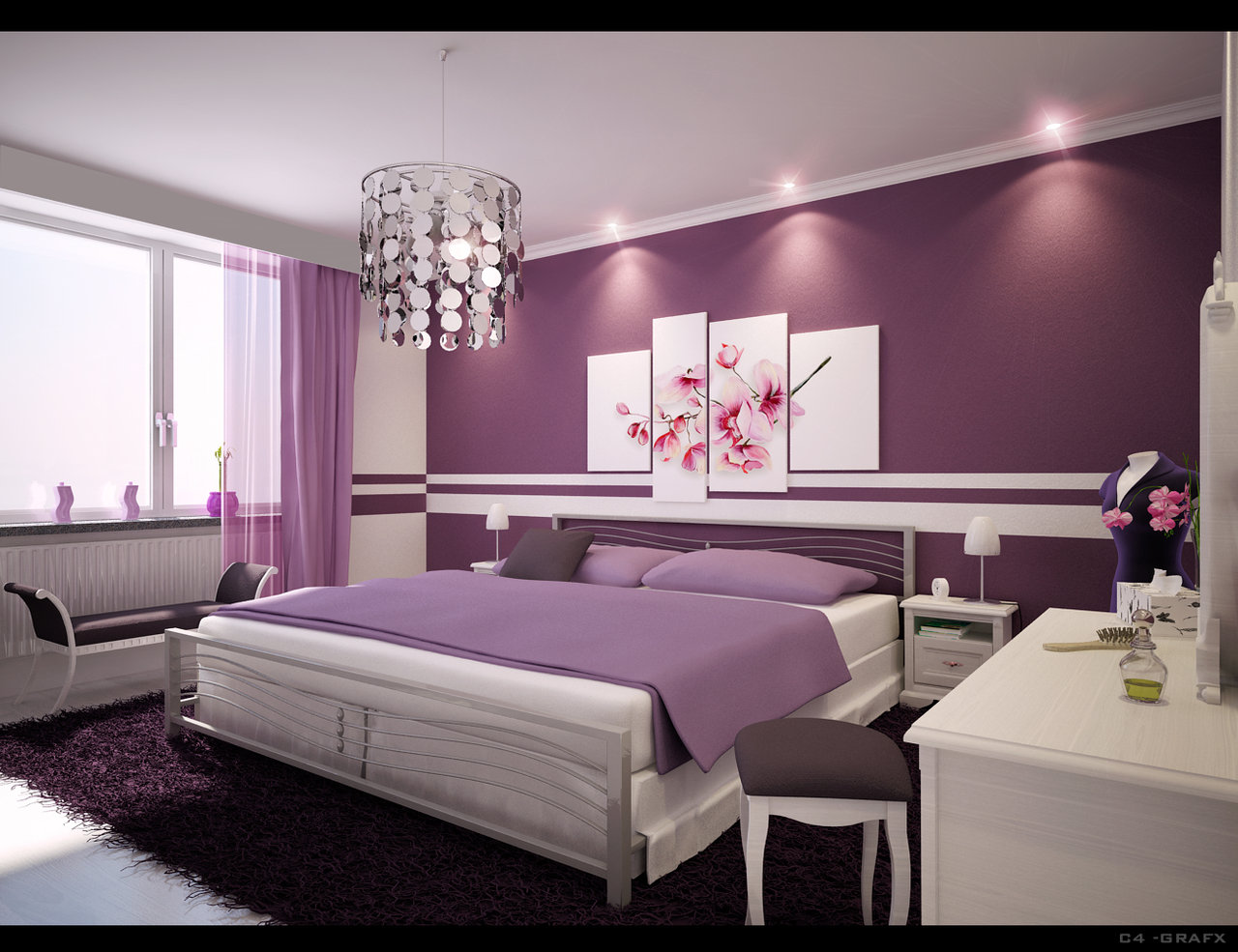 home decoration design Purple-bedroom