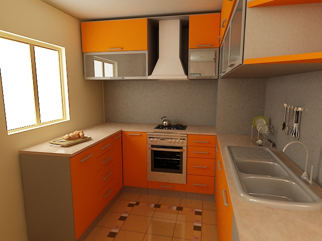 beautiful kitchens 2010  Small-kitchen-orange