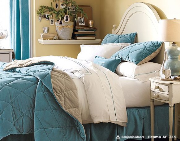 ▓◄غرف نوم مزينة بطريقة إحترافية►▓ Blue-themed-room-582x455