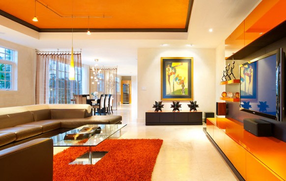  ديكورات من الخشب , ديكورات منوعة جديدة , احلى الديكورات للمنازل 2012 Orange-living-room-582x368