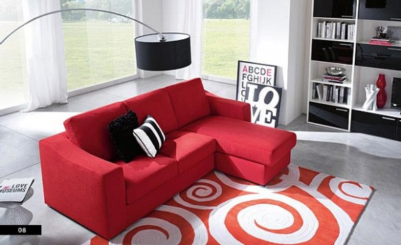  ديكورات من الخشب , ديكورات منوعة جديدة , احلى الديكورات للمنازل 2012 Modern-Red-Sofa-in-Living-Room-582x356