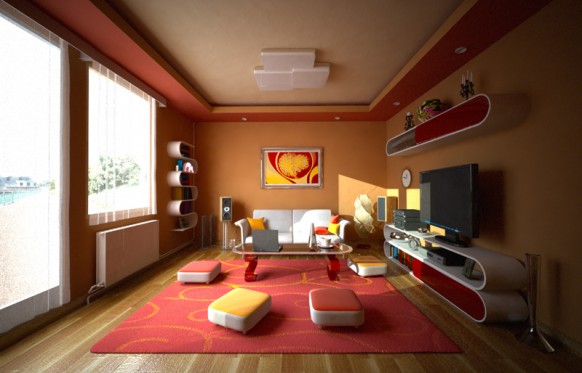  ديكورات من الخشب , ديكورات منوعة جديدة , احلى الديكورات للمنازل 2012 Warm-colored-room-by-4Dragon84-582x373
