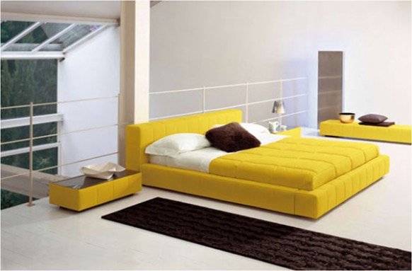 غرف نوم من evinco Yellow-bed-582x383